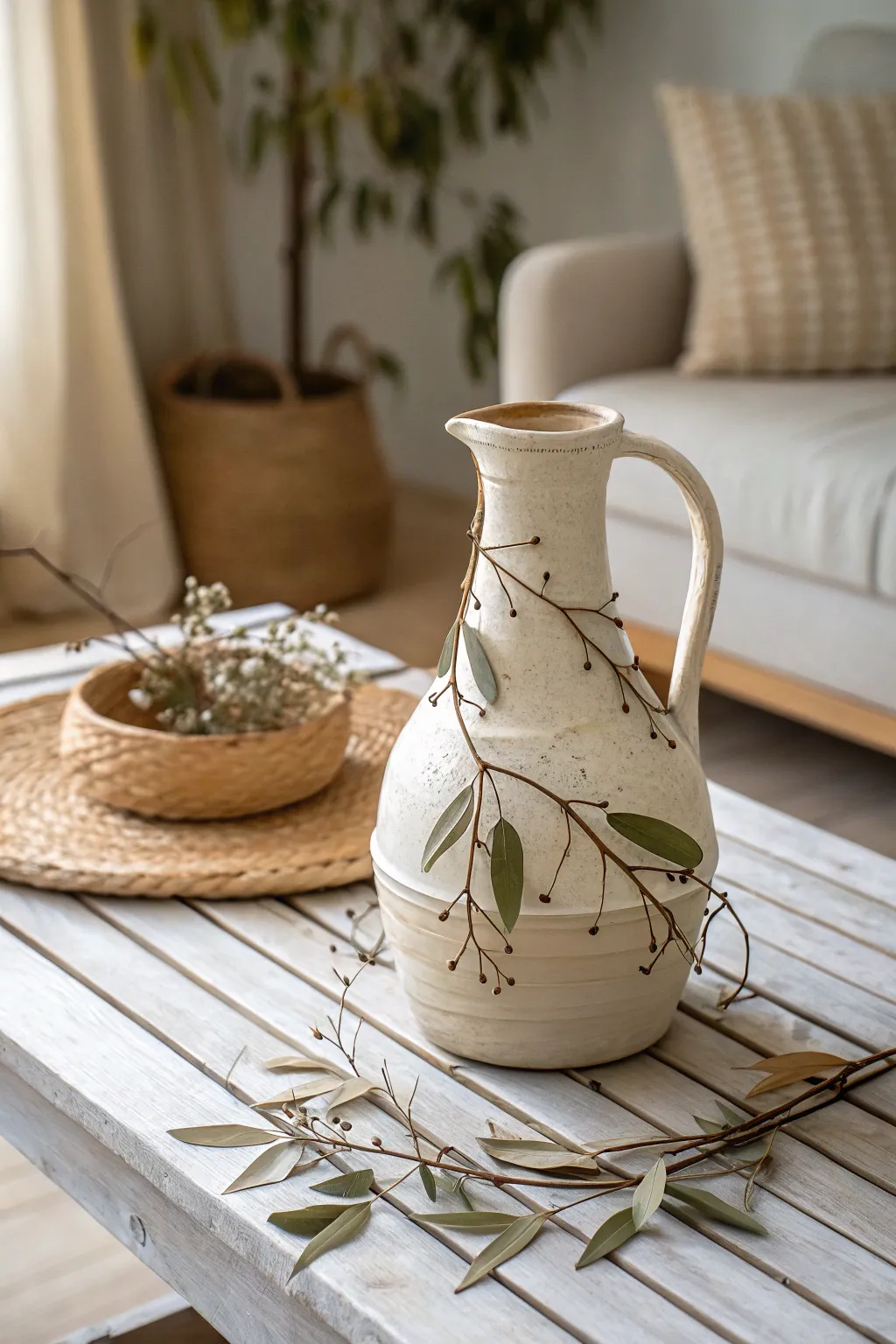 Embrace nature's elegance with this beautifully adorned water jug.