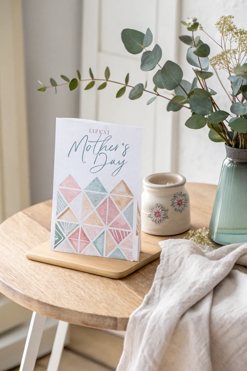 Celebrate Mother's Day with a touch of modern elegance. Discover the art of simplicity and craftsmanship in our pastel geometric watercolor cards.