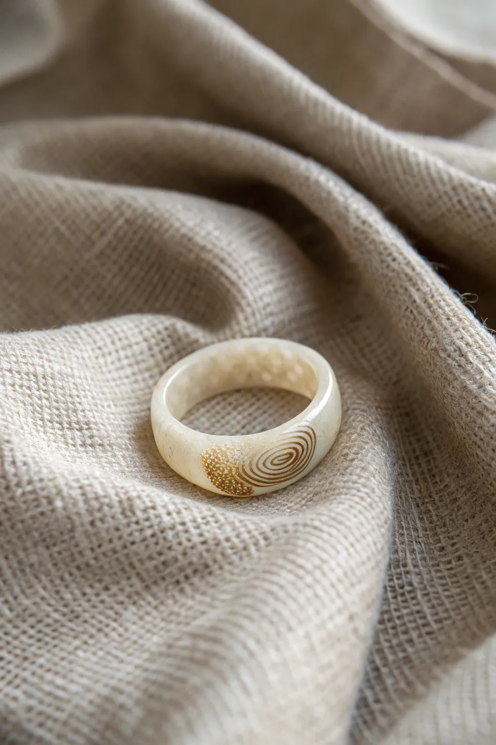 A wax ring featuring a personal fingerprint impression.