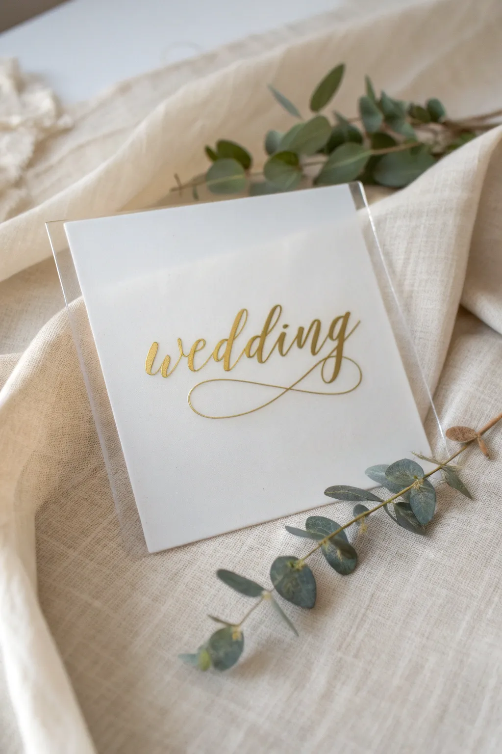 Elevate your wedding invitations with the chic elegance of acrylic and gold.
