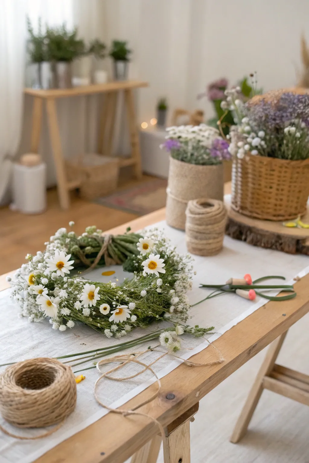 Create your own enchanting flower crown at our DIY wedding station—where simplicity meets natural elegance.