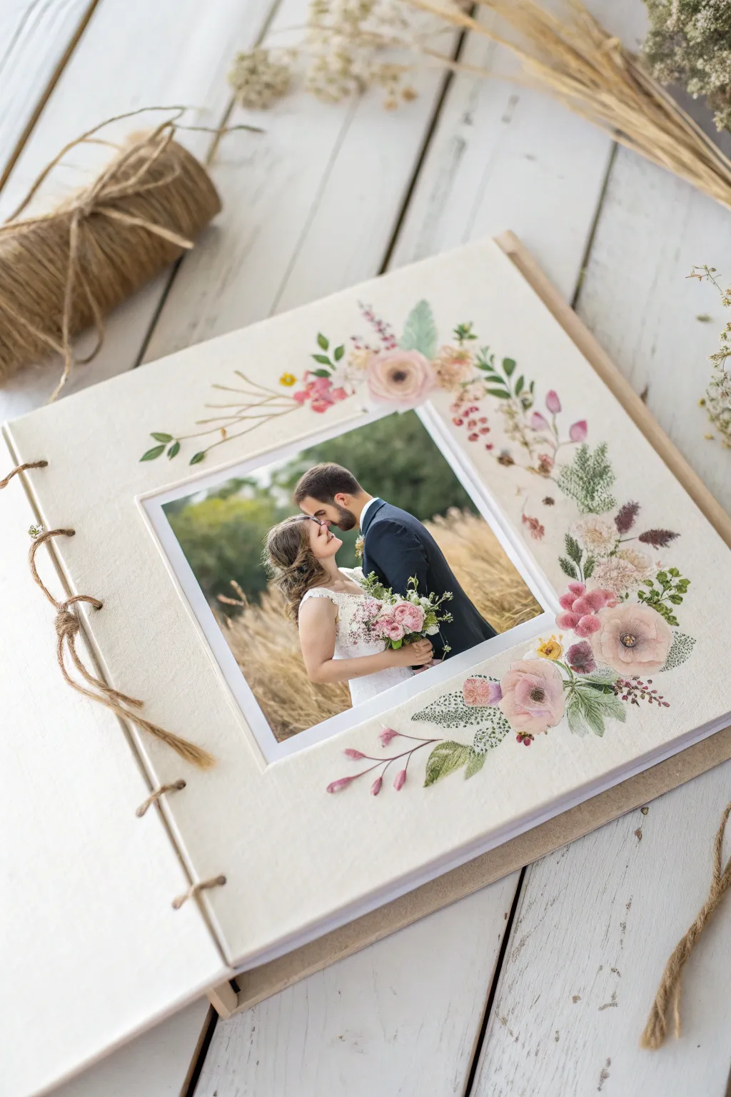 Capture your wedding memories in a floral embrace with minimalist elegance.