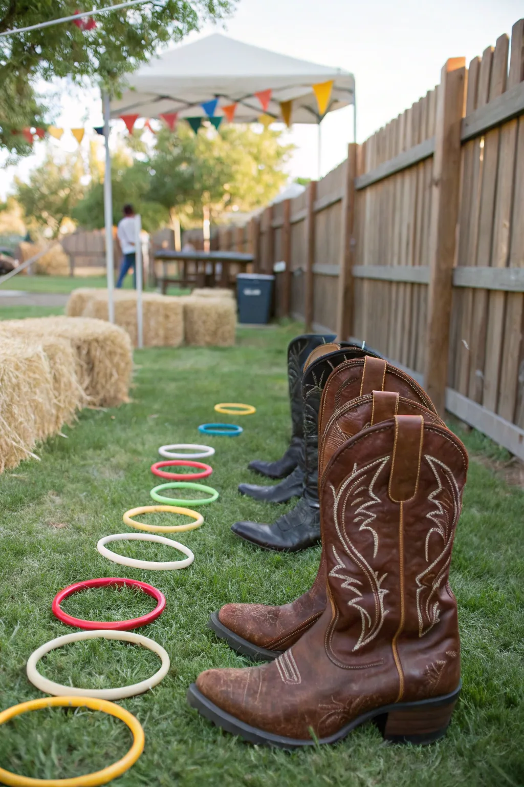 A cowboy boot ring toss is fun for all ages.