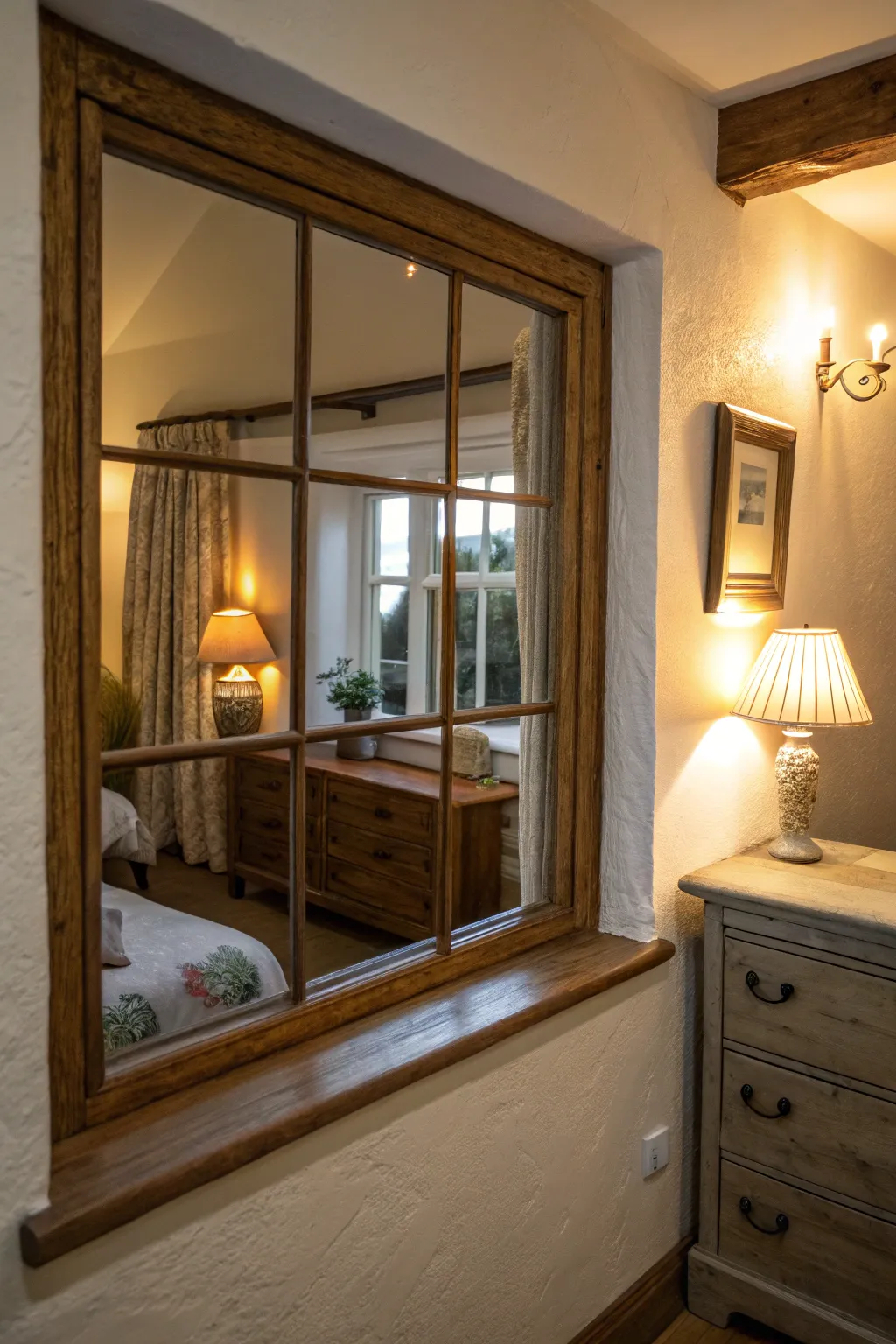Mirrors in window frames brighten and expand spaces.