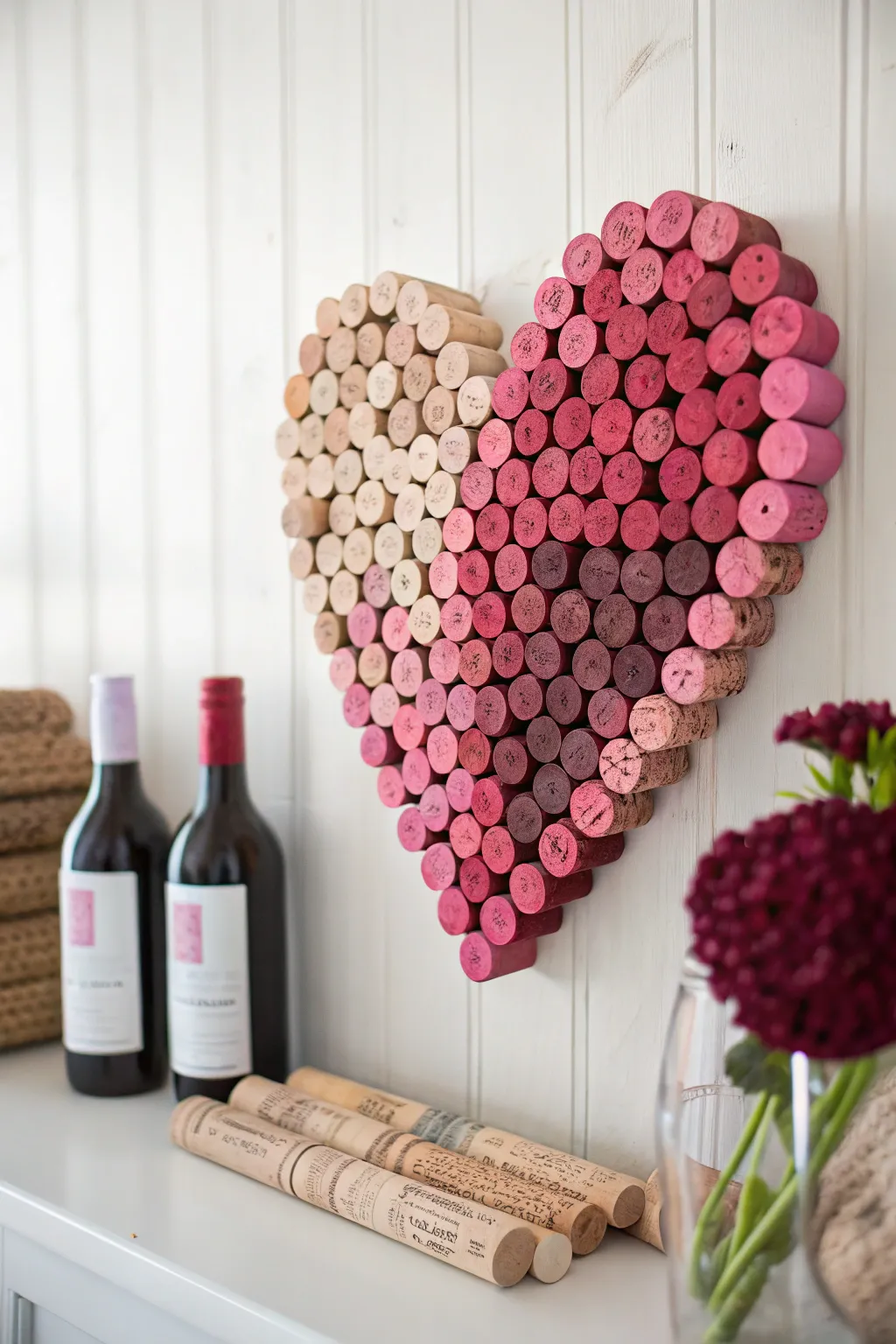 Add a romantic, handcrafted touch to your space with this ombre cork heart.