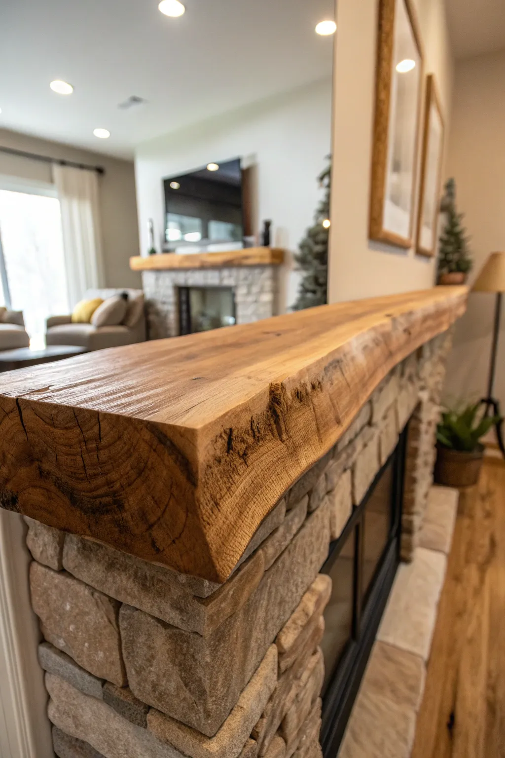 Transform your fireplace into the home's centerpiece with a stunning live edge mantel.