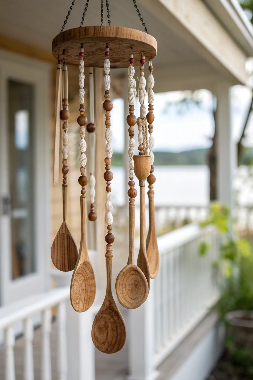Embrace tranquility with this handcrafted wooden spoon wind chime, a perfect blend of simplicity and natural elegance.