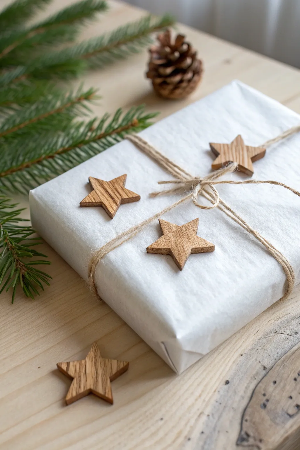Infuse your gifts with charm and elegance using handcrafted wooden stars.