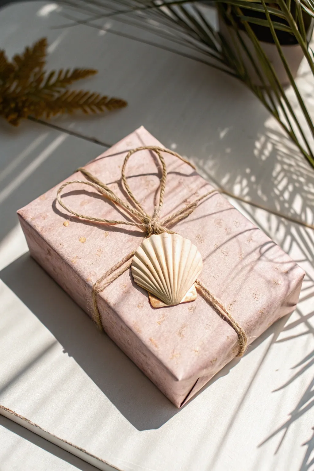 Embrace coastal elegance with a touch of boho: a seashell-wrapped surprise!