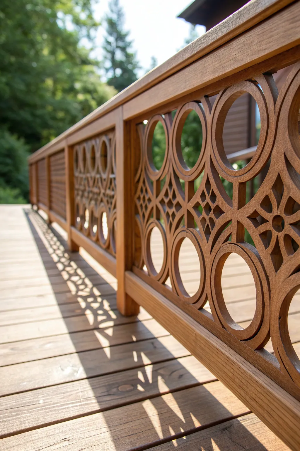 Elevate your deck with artistic cutouts in your railing, combining craftsmanship and style for a unique outdoor space.
