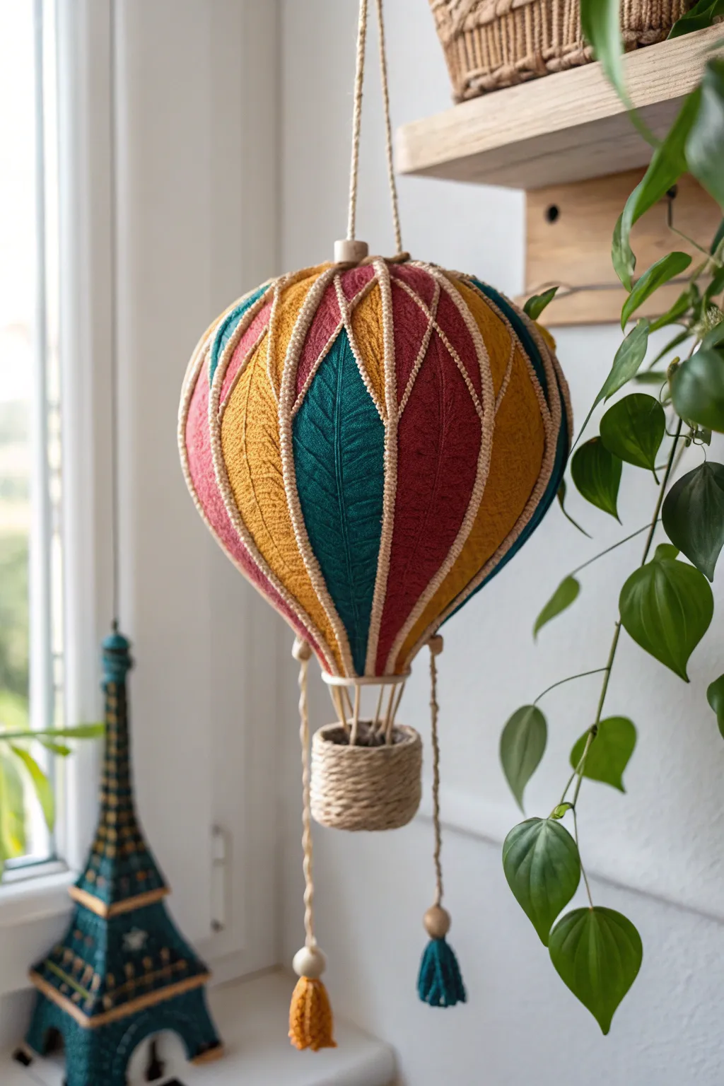 Elevate your space with a whimsical 3D pen hot-air balloon ornament, a perfect blend of Scandinavian minimalism and boho charm.