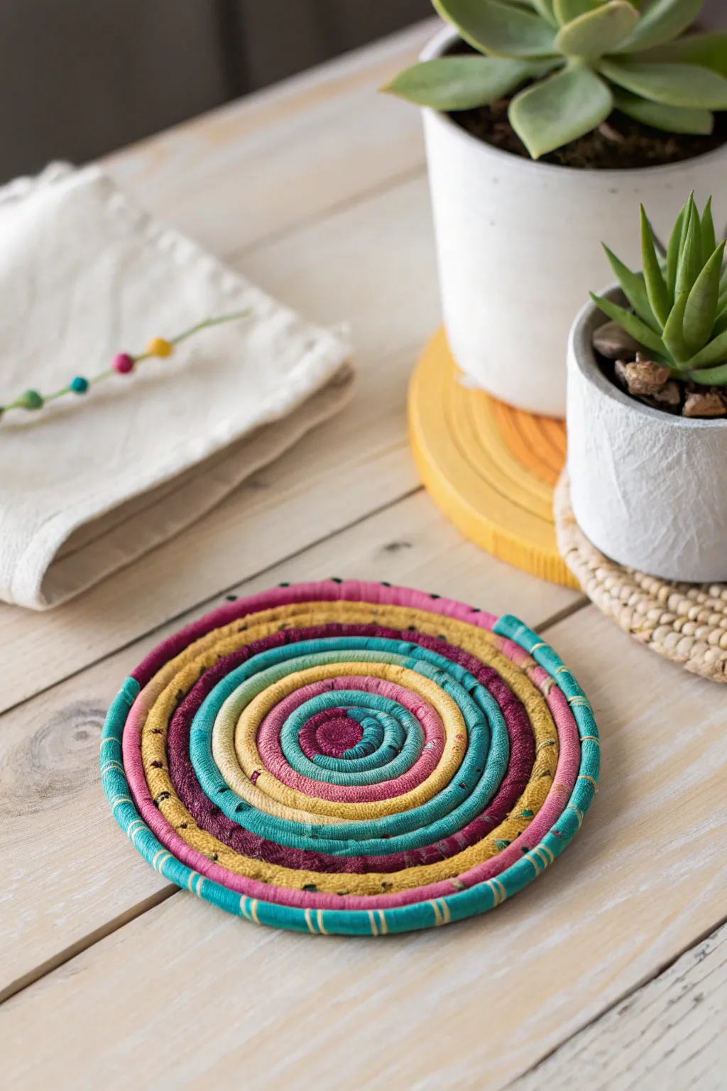 Elevate your table setting with a pop of color and eco-friendly flair: handcrafted magazine coasters.