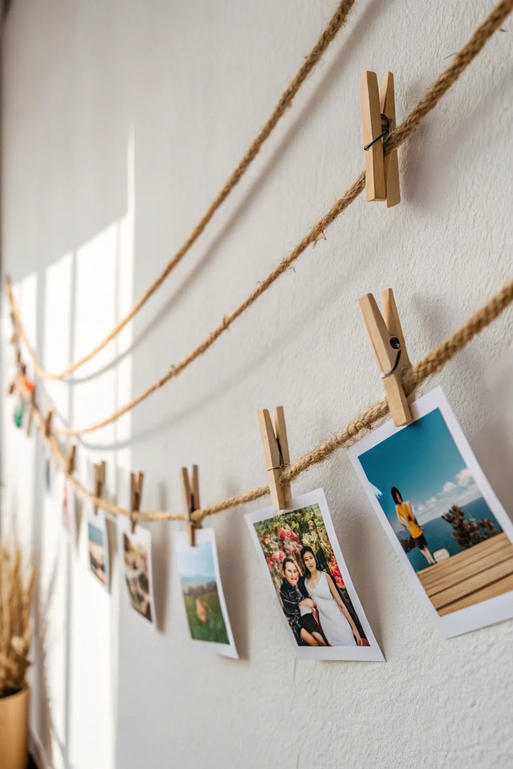 Transform your memories into art with a charming photo string display—where simplicity meets elegance.