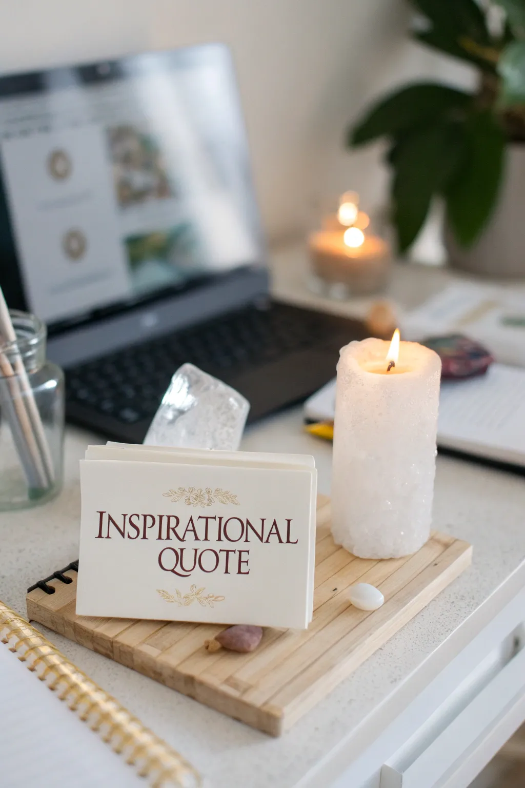 A desk altar brings serenity and focus to your work environment.