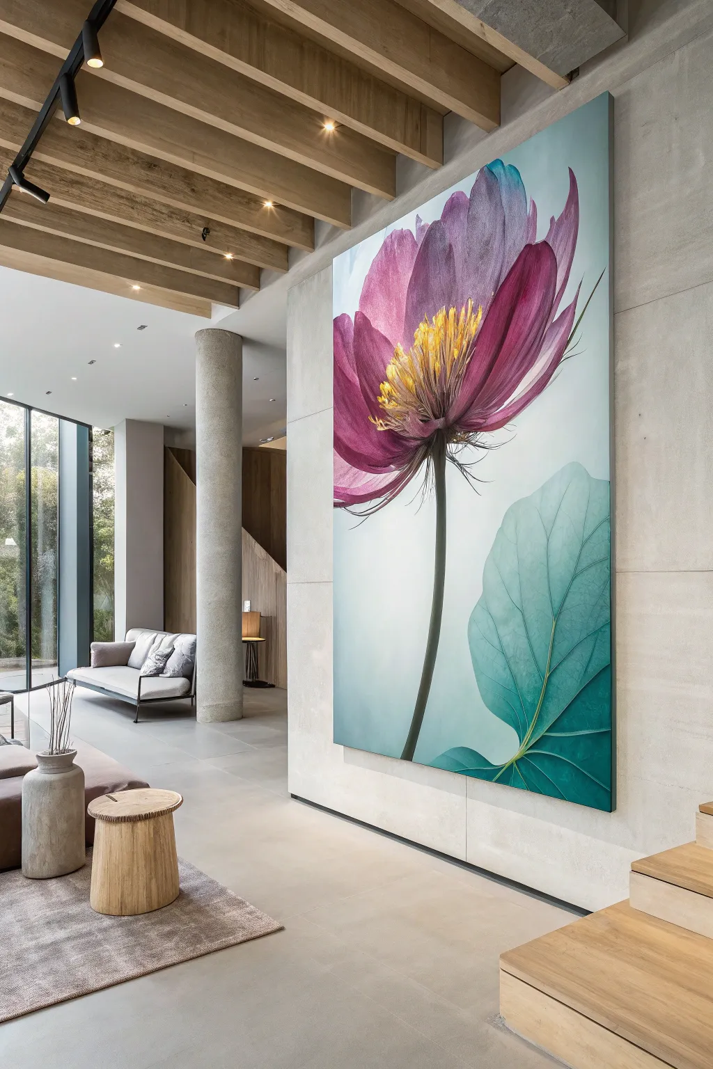 Transform your space with a touch of surreal beauty: an oversized floral dreamscape that captivates and inspires.