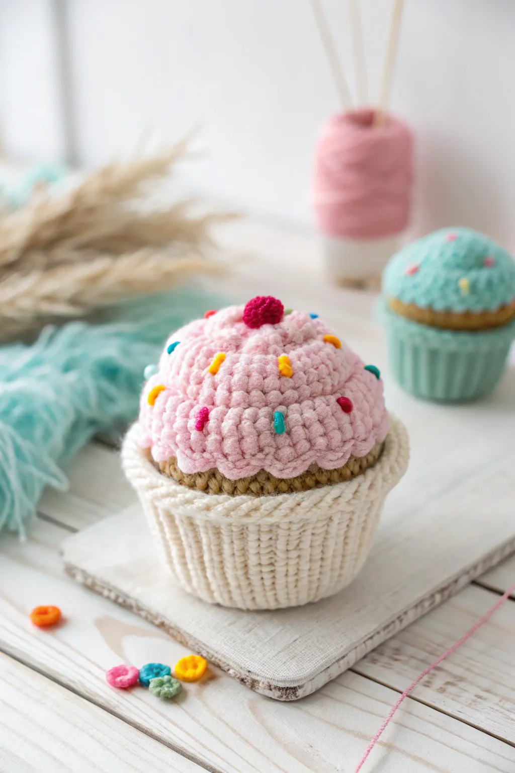 Indulge in the sweetness of craftsmanship with this charming amigurumi cupcake.