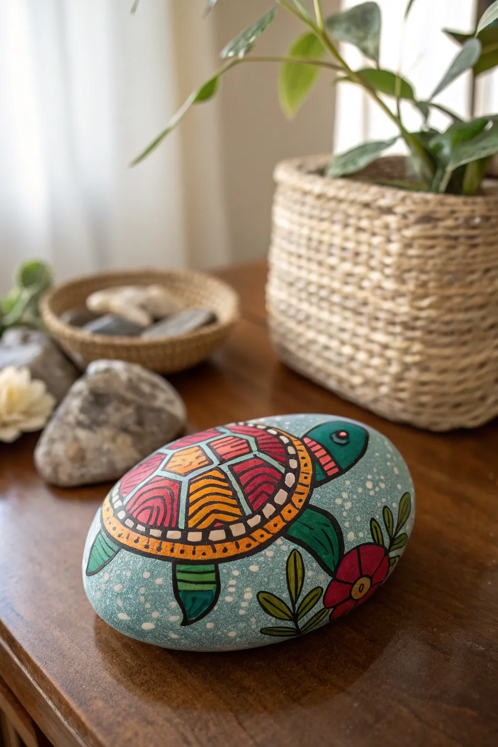 Discover the charm of rock painting with this stunning turtle creation, perfect for adding a touch of whimsy to your garden decor.