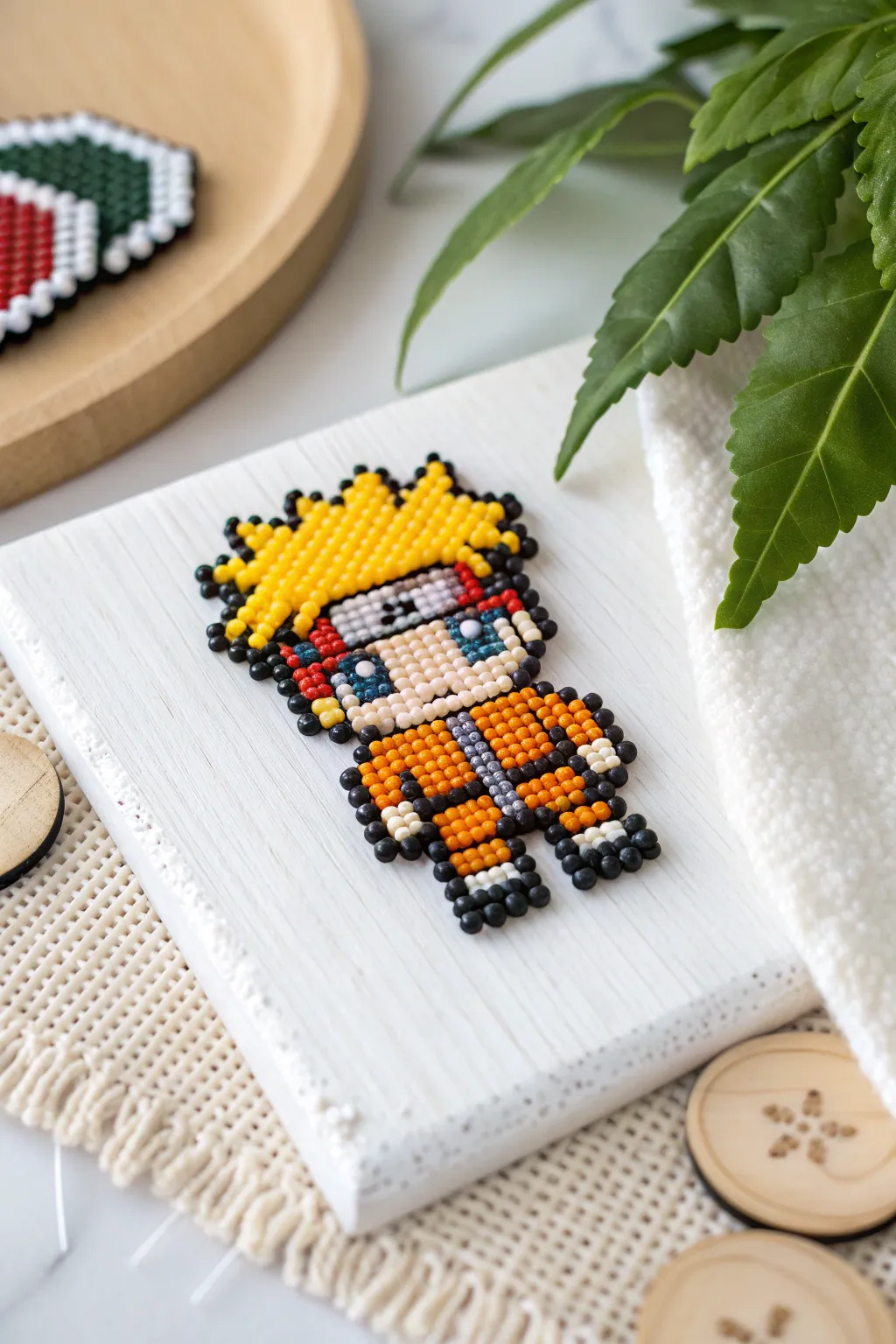 Add a splash of anime charm to your kitchen with these beautifully crafted Perler bead magnets!