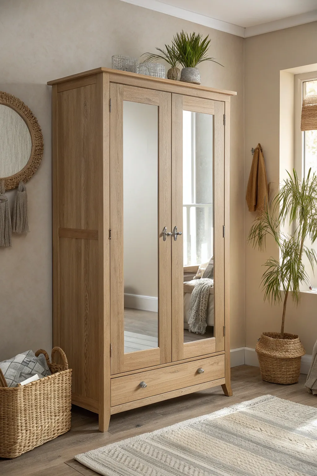 Transform your space with mirror magic - a touch of glamour and light for your armoire makeover.