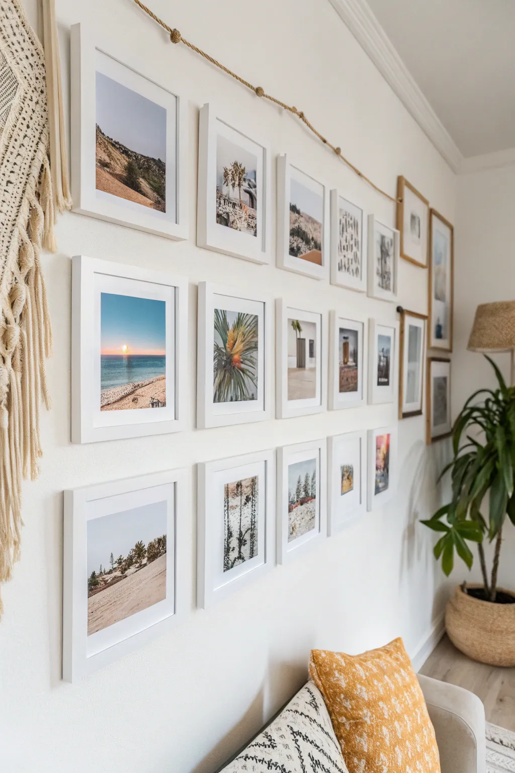 Transform your memories into a stunning wall collage that blends artistry with personal touch. #HomeDecor #ArtCrafts
