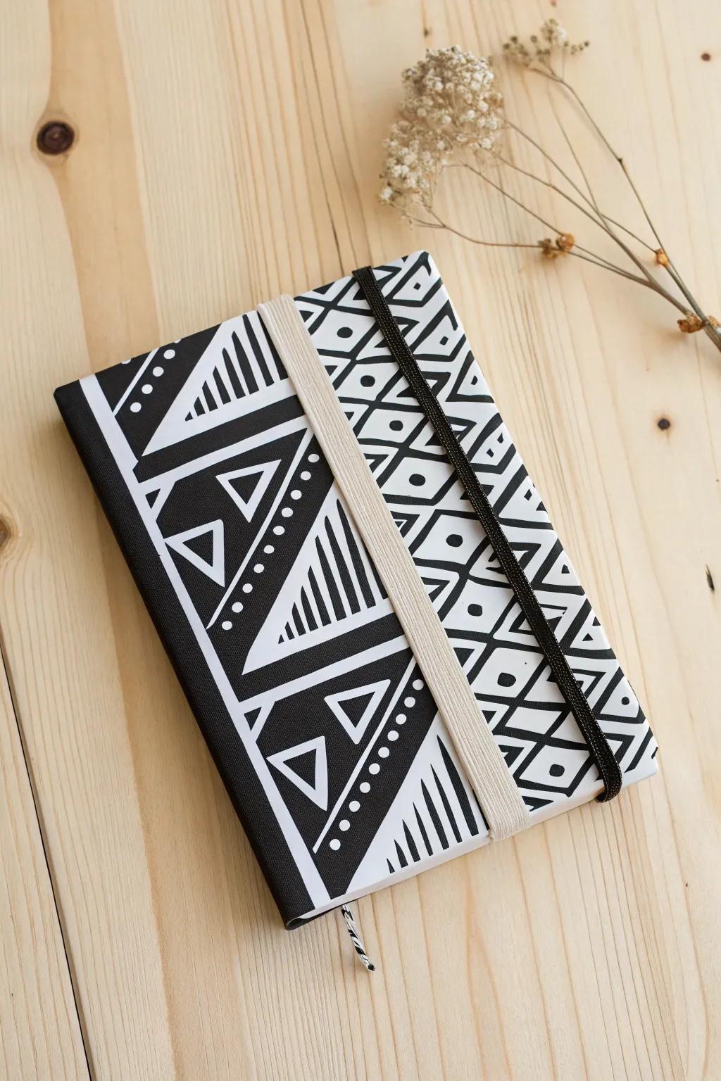 Make a statement with bold contrasts: a minimalist art journal cover that speaks volumes.