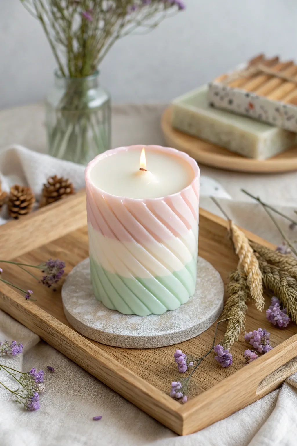 Craft your own serene oasis with custom candles: A touch of art for your celebration.