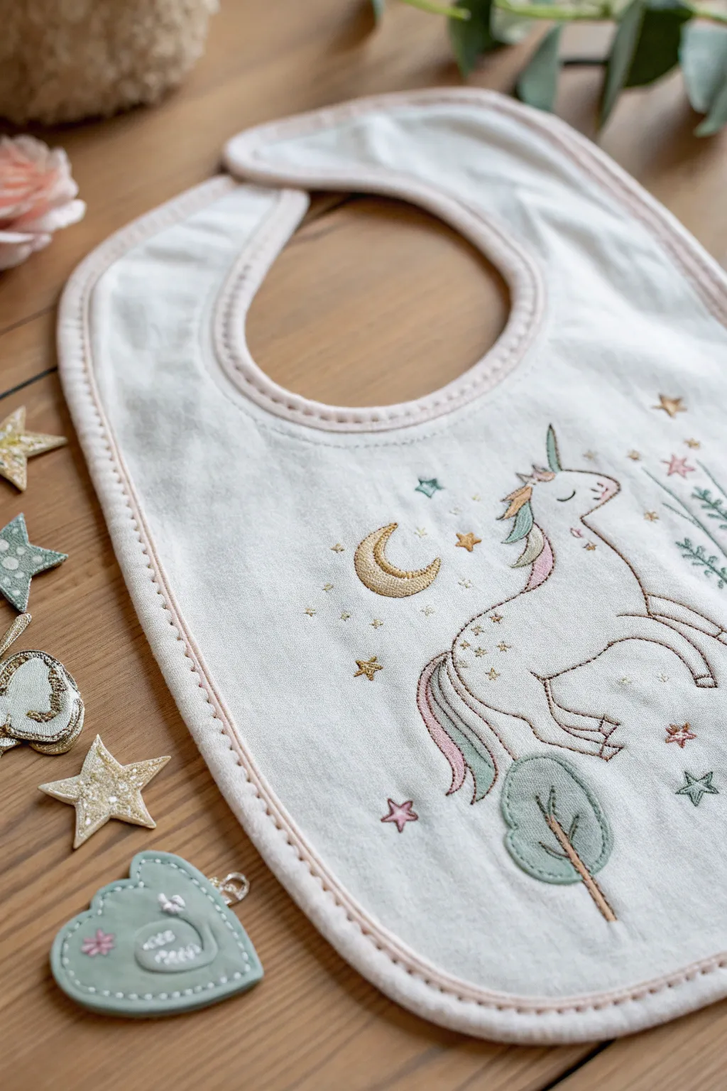 Embrace a touch of magic with this enchanting unicorn bib, perfect for sparking joy in everyday moments.