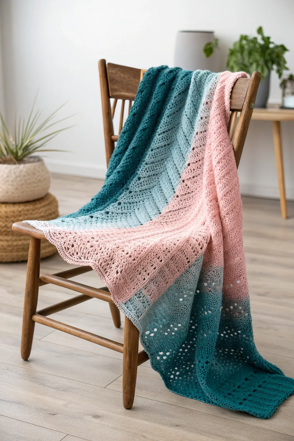 Wrap your little one in warmth and style with this enchanting ombre baby blanket, where craftsmanship meets cozy elegance.