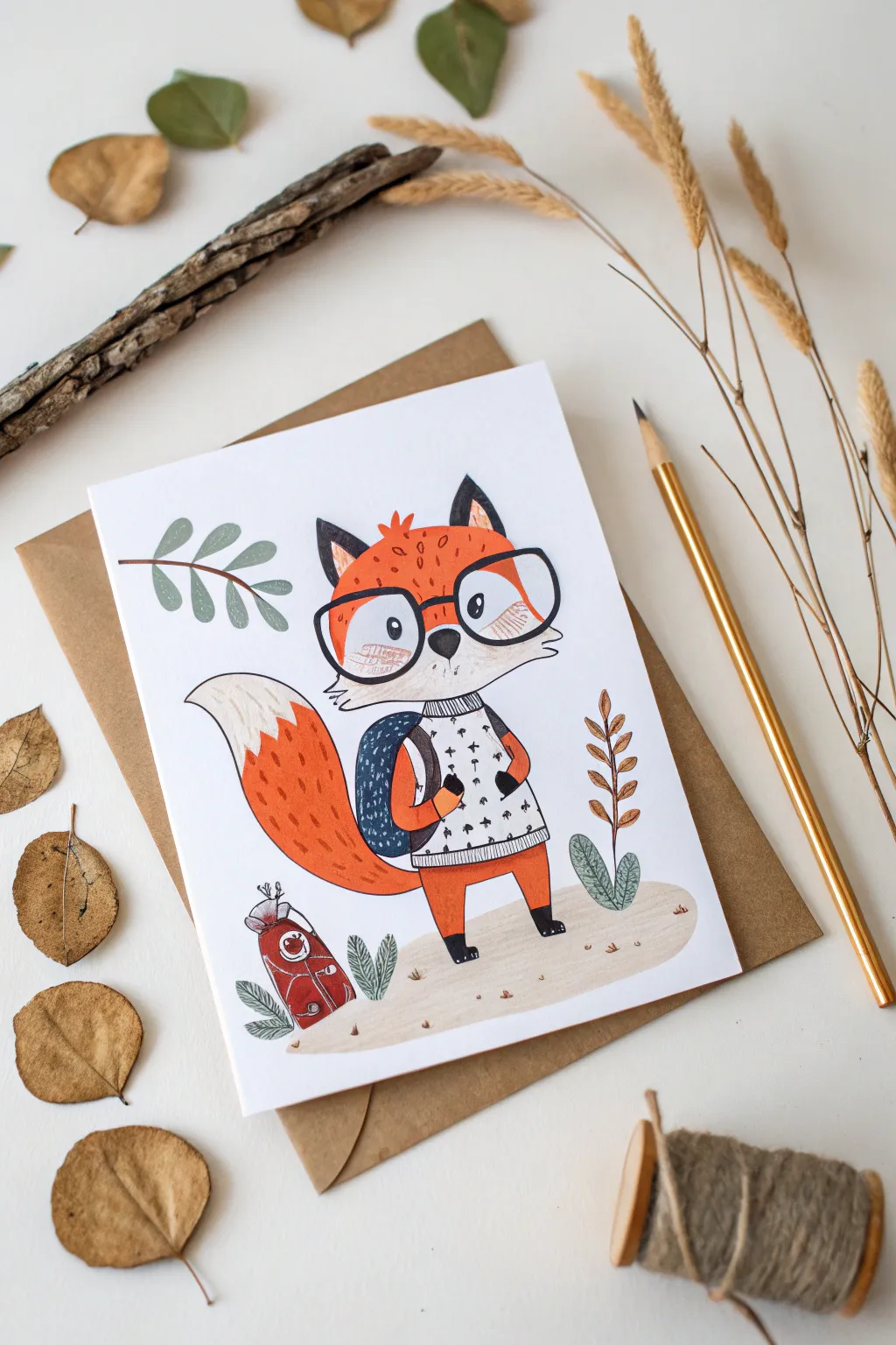 Welcome the school year with a smile—meet our charming fox friend on this handcrafted card!