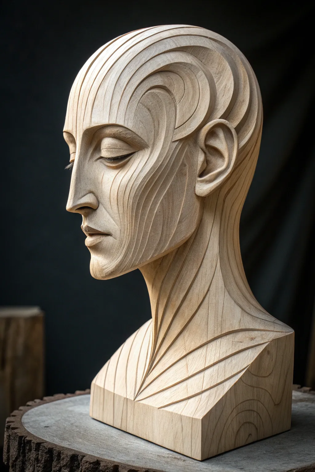 Discover the art of expression with this handcrafted abstract face sculpture in balsa wood.