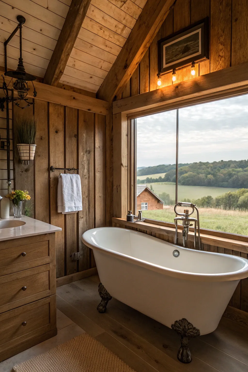 A bathroom oasis that offers relaxation and charm.