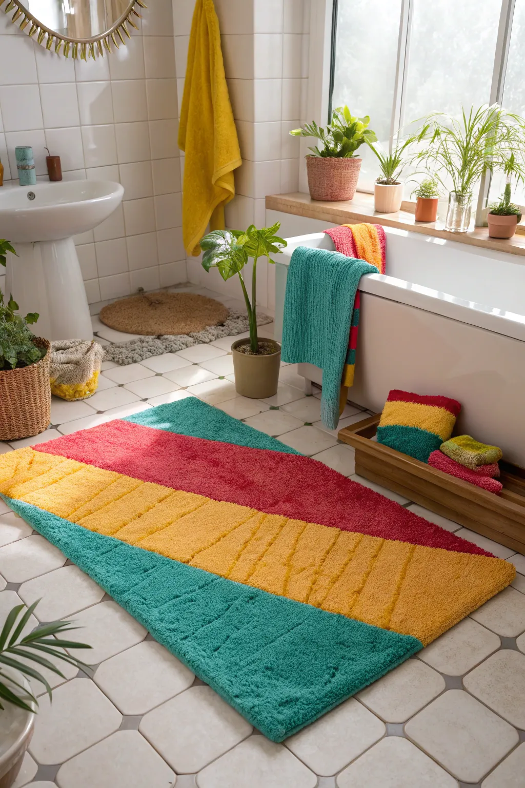 Keep your bathroom effortlessly clean and stylish with a washable rug.