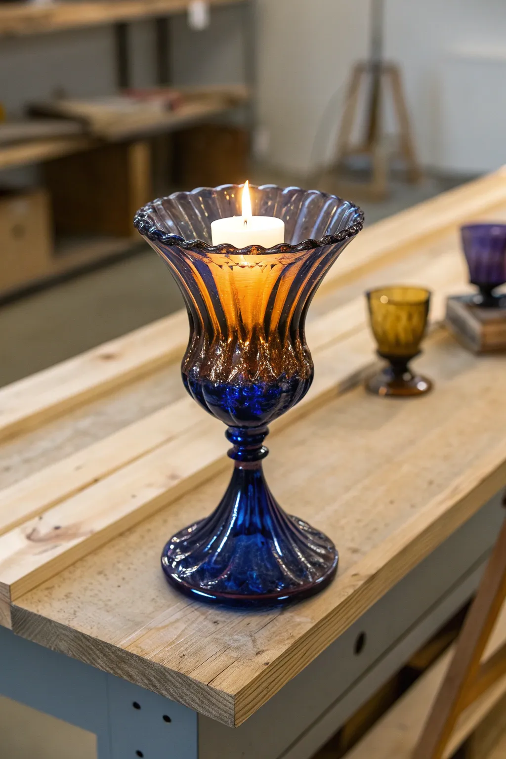 Illuminate your space with the artistry of handcrafted glass candle holders, where elegance meets craftsmanship.