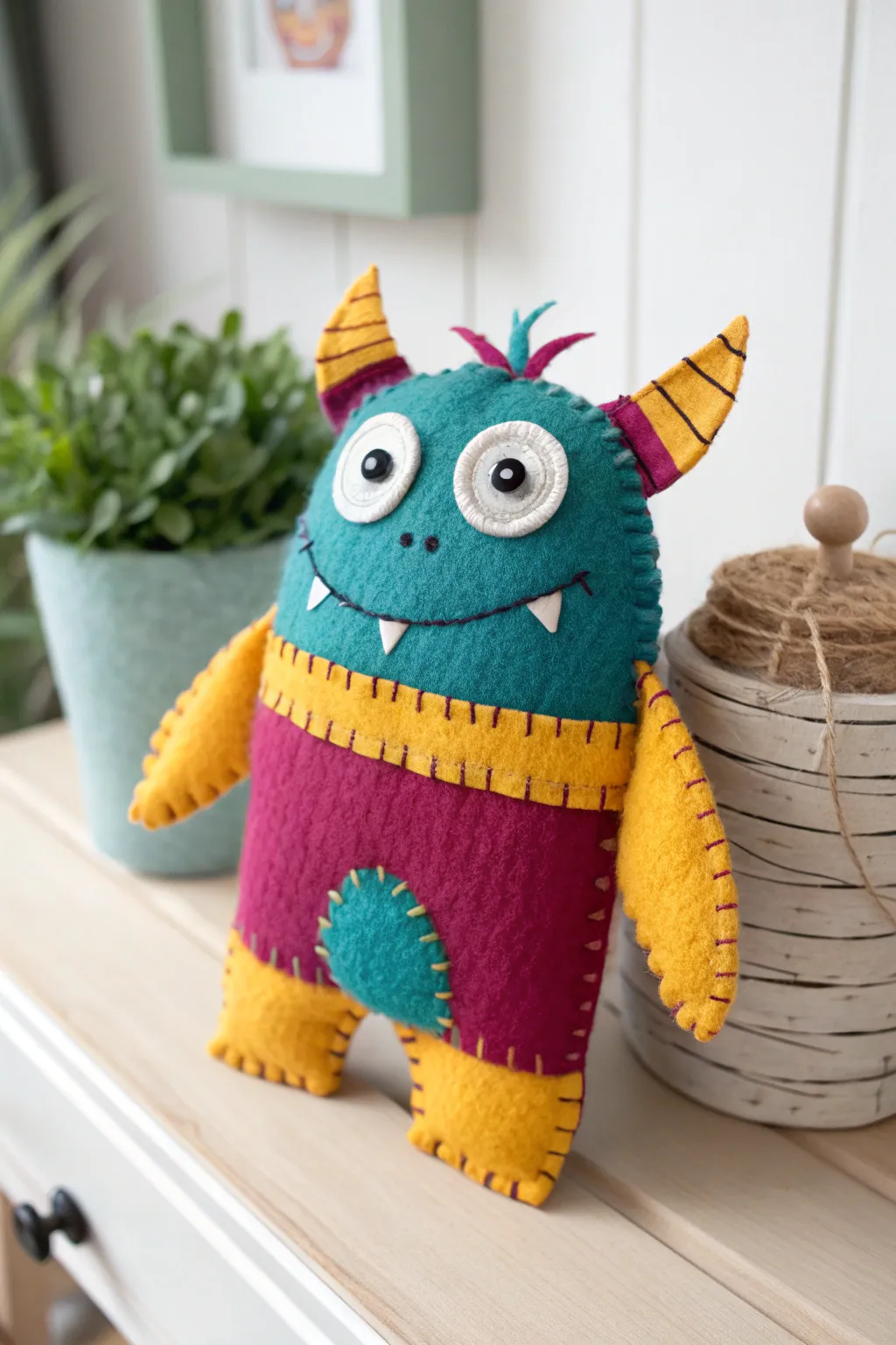 Meet your new sewing companion: a quirky felt monster that brings joy to every stitch!
