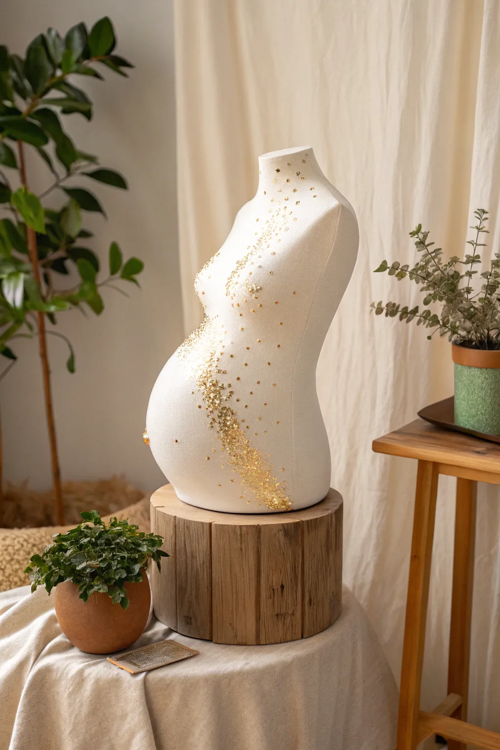 Add a touch of elegance and sparkle to your special moment with a glittery belly cast.