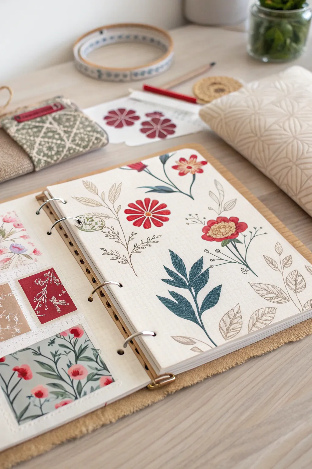 Unleash your creativity with mixed media magic in your scrapbook binder.