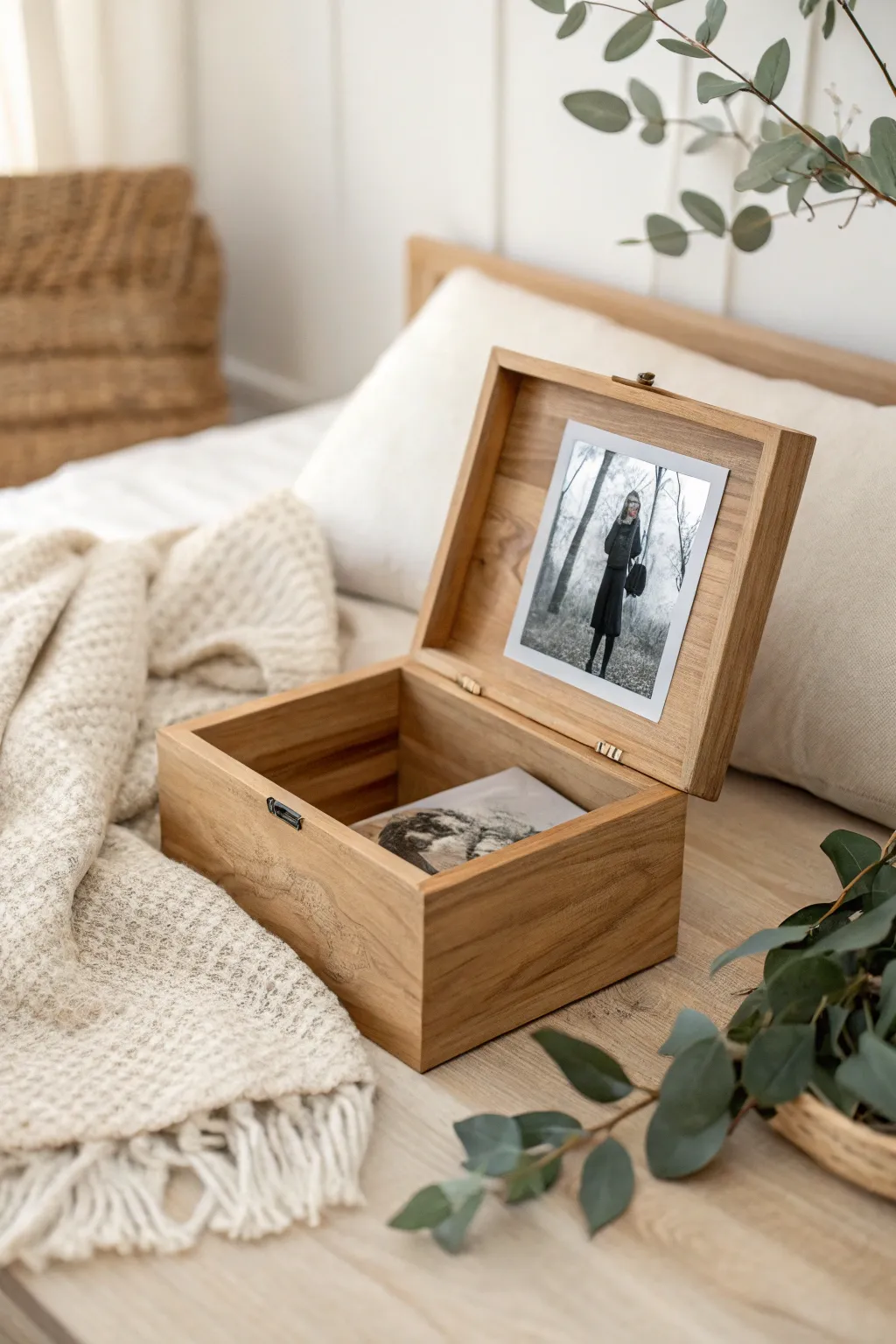 Capture cherished moments with a timeless photo keepsake box, blending minimalist elegance with Boho warmth.