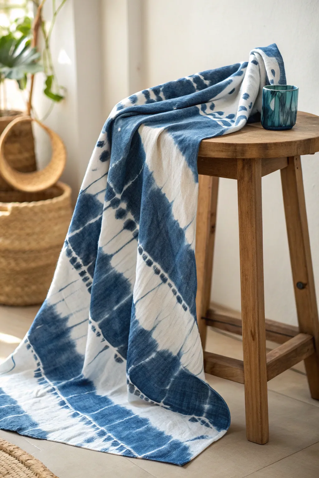Dive into the serene beauty of ocean-inspired tie dye patterns with a minimalist twist.