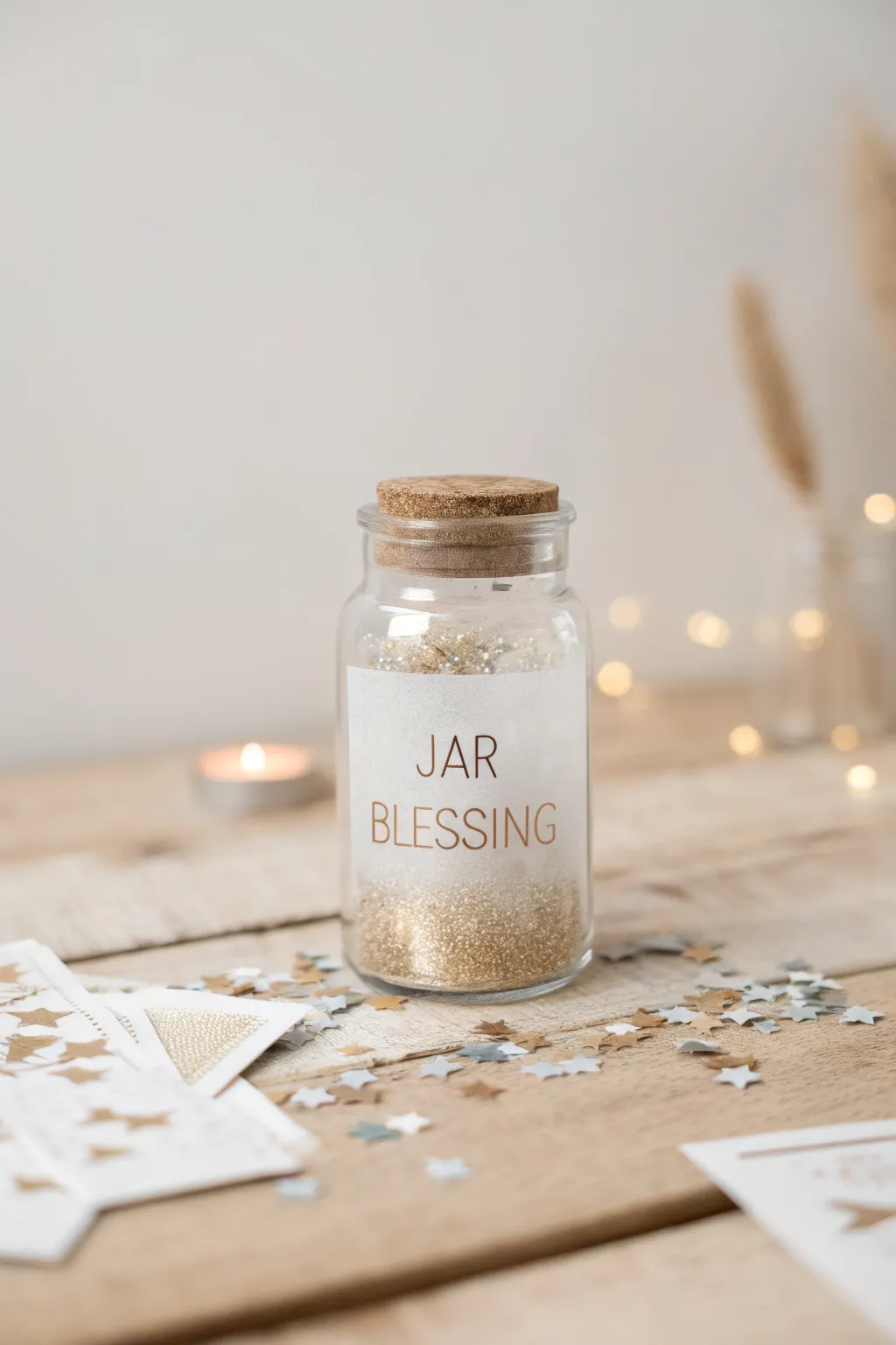 Add a sprinkle of magic to your day with a charming blessing jar filled with glittering joy.