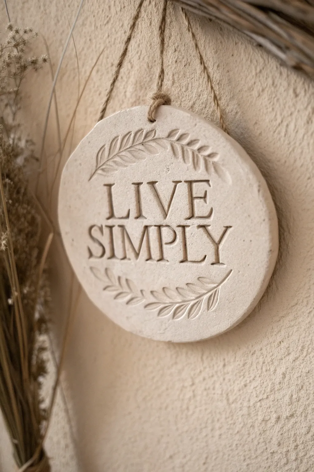 Embrace simplicity and natural beauty with handcrafted clay quote art.