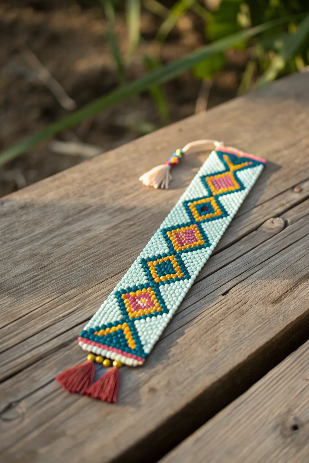 Elevate your reading experience with a splash of nostalgic creativity. 🌿✨ #PerlerBeadBookmark #ScandiBoho
