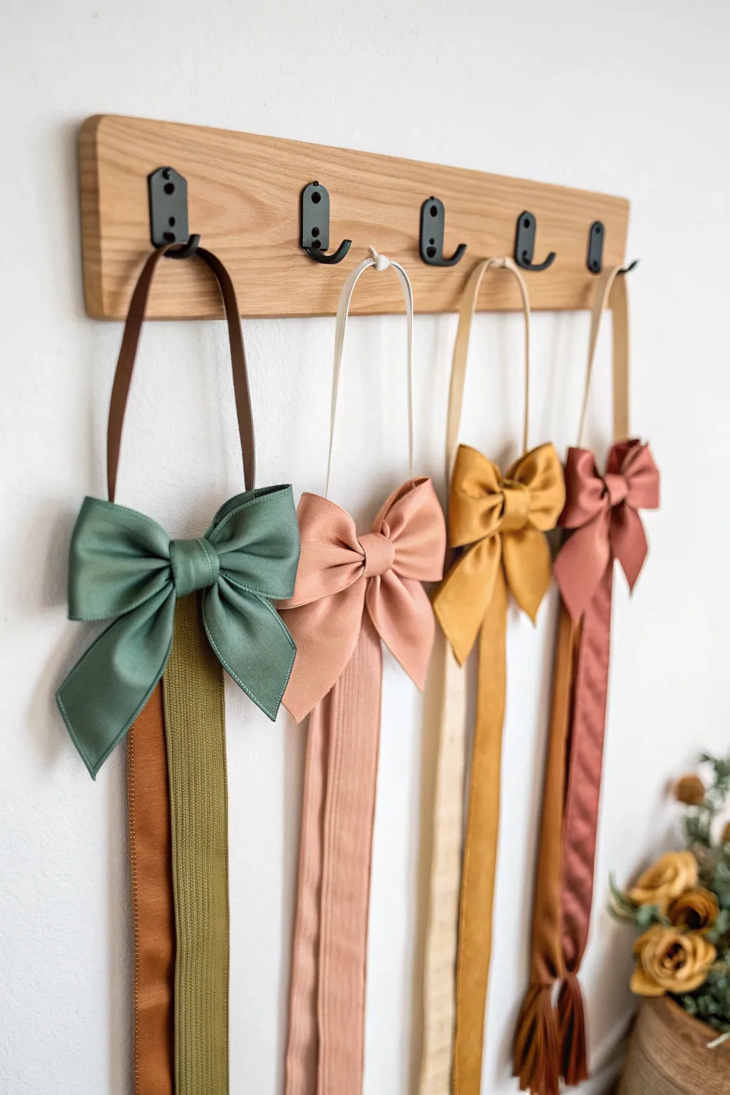 Organize with elegance: A minimalist yet bold headband and bow station to beautify your space.