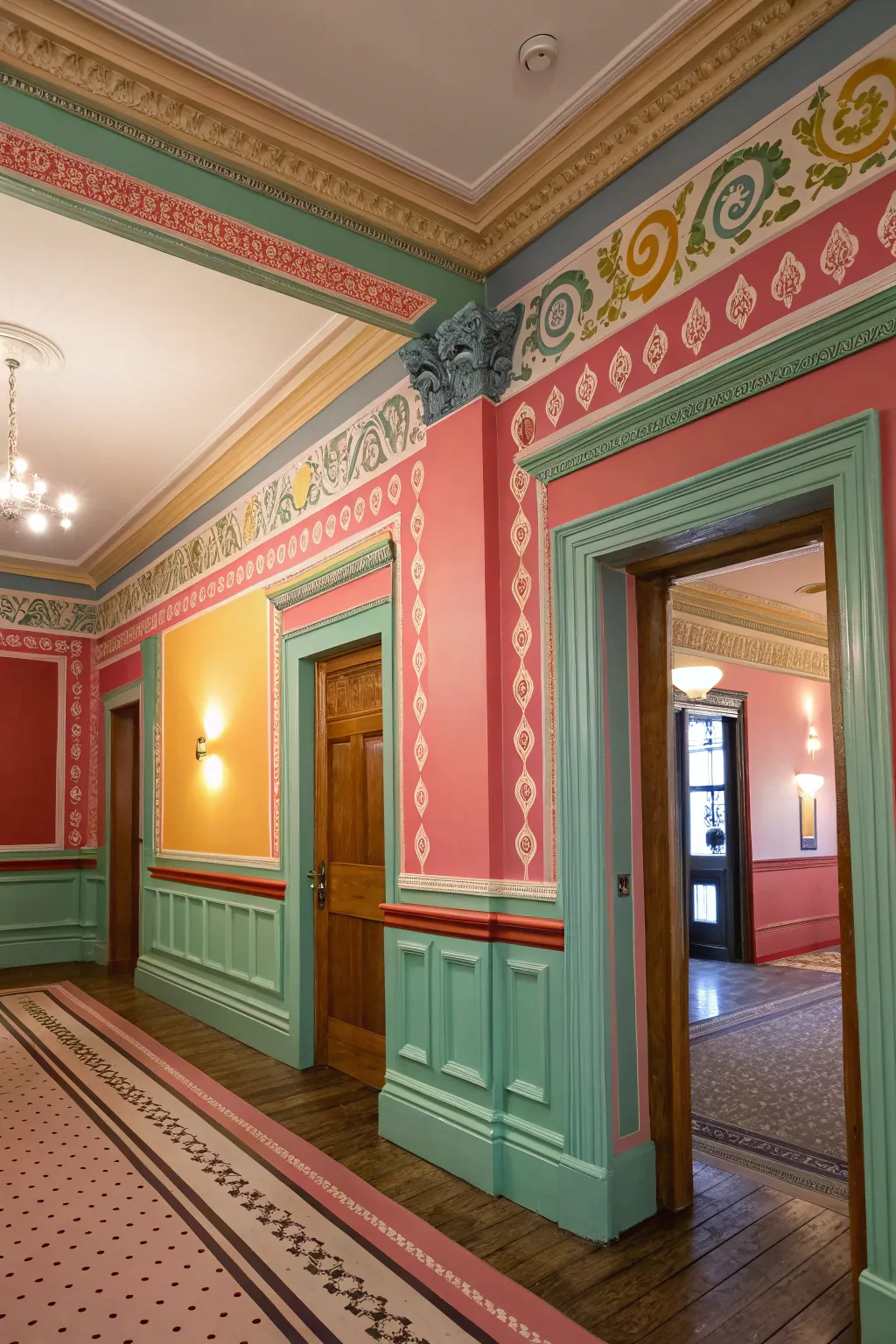 Colorful molding and trim add a subtle yet impactful detail to this room.
