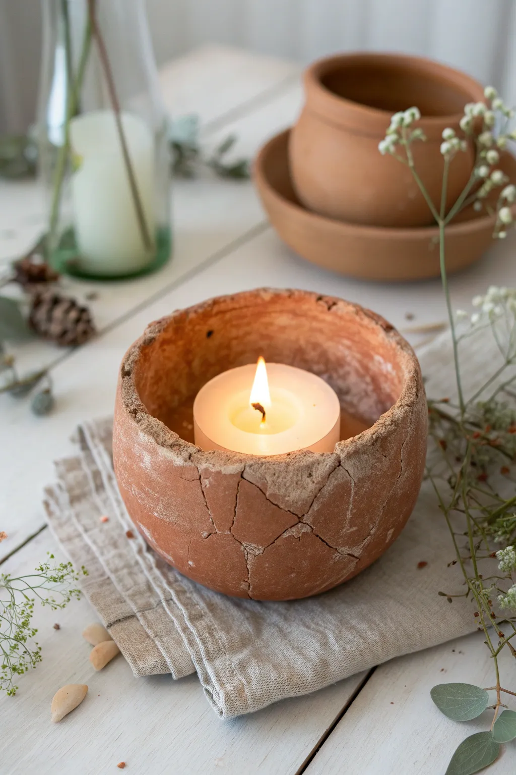 Illuminate your evenings with this charming upcycled candle holder, adding a touch of rustic elegance to your patio.