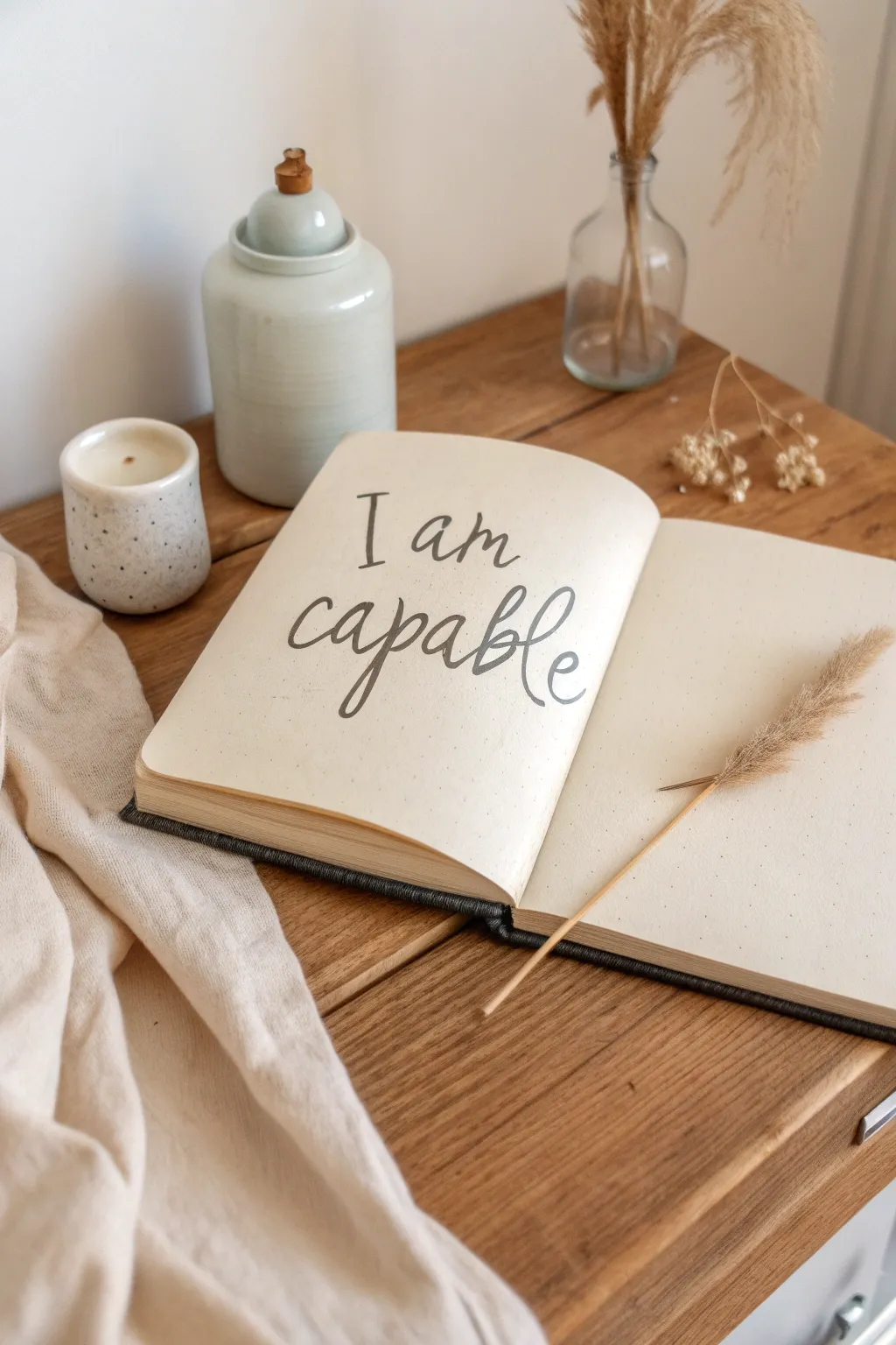 Start each day with a reminder of your strength: 'I am capable.' #BulletJournalInspiration #MinimalistDesign