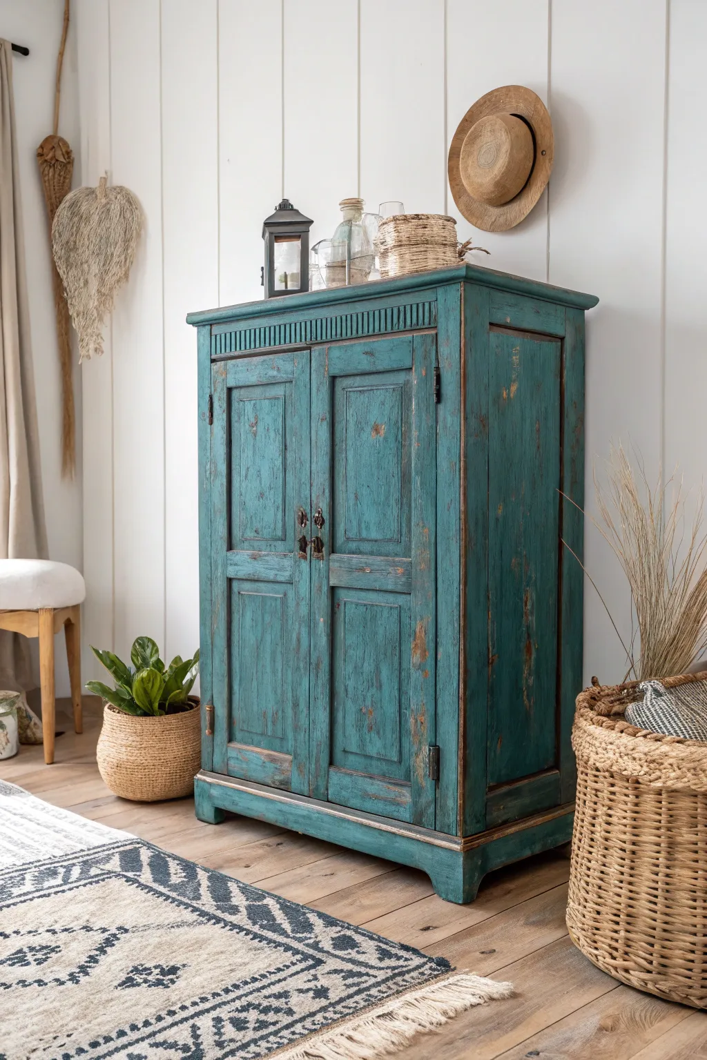 Embrace rustic charm with a distressed finish for a cozy, lived-in look.