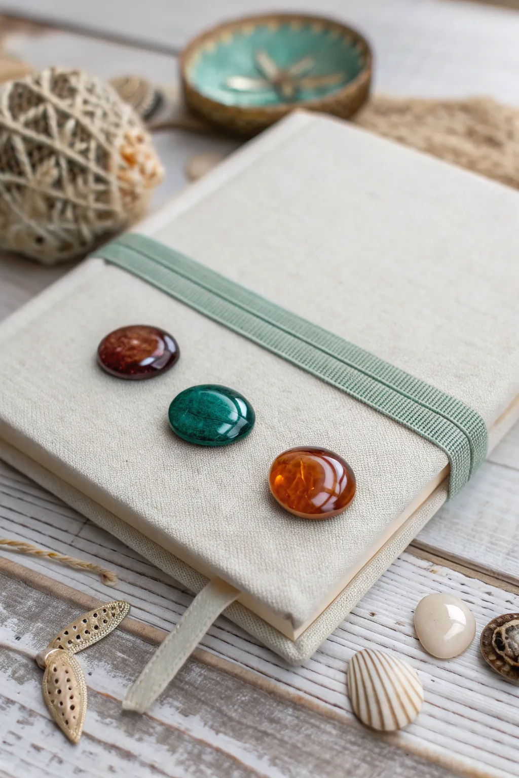 Transform your journal into a work of art with stunning cabochon embellishments.