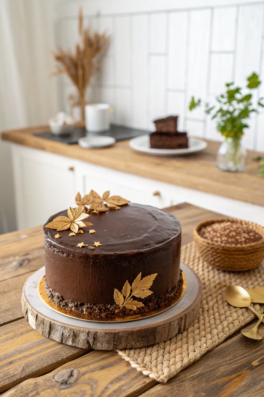 Indulge in the elegance of a rich chocolate ganache cake, the perfect centerpiece for a memorable birthday celebration.