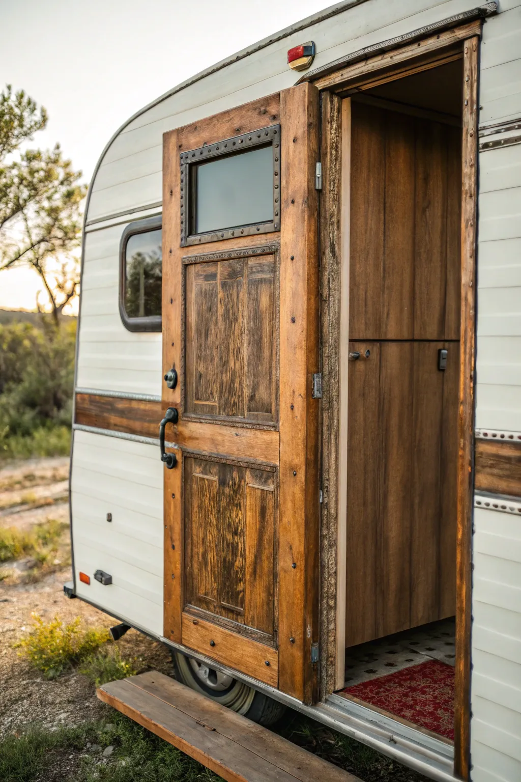 Unlock vintage charm with rustic door finishes.