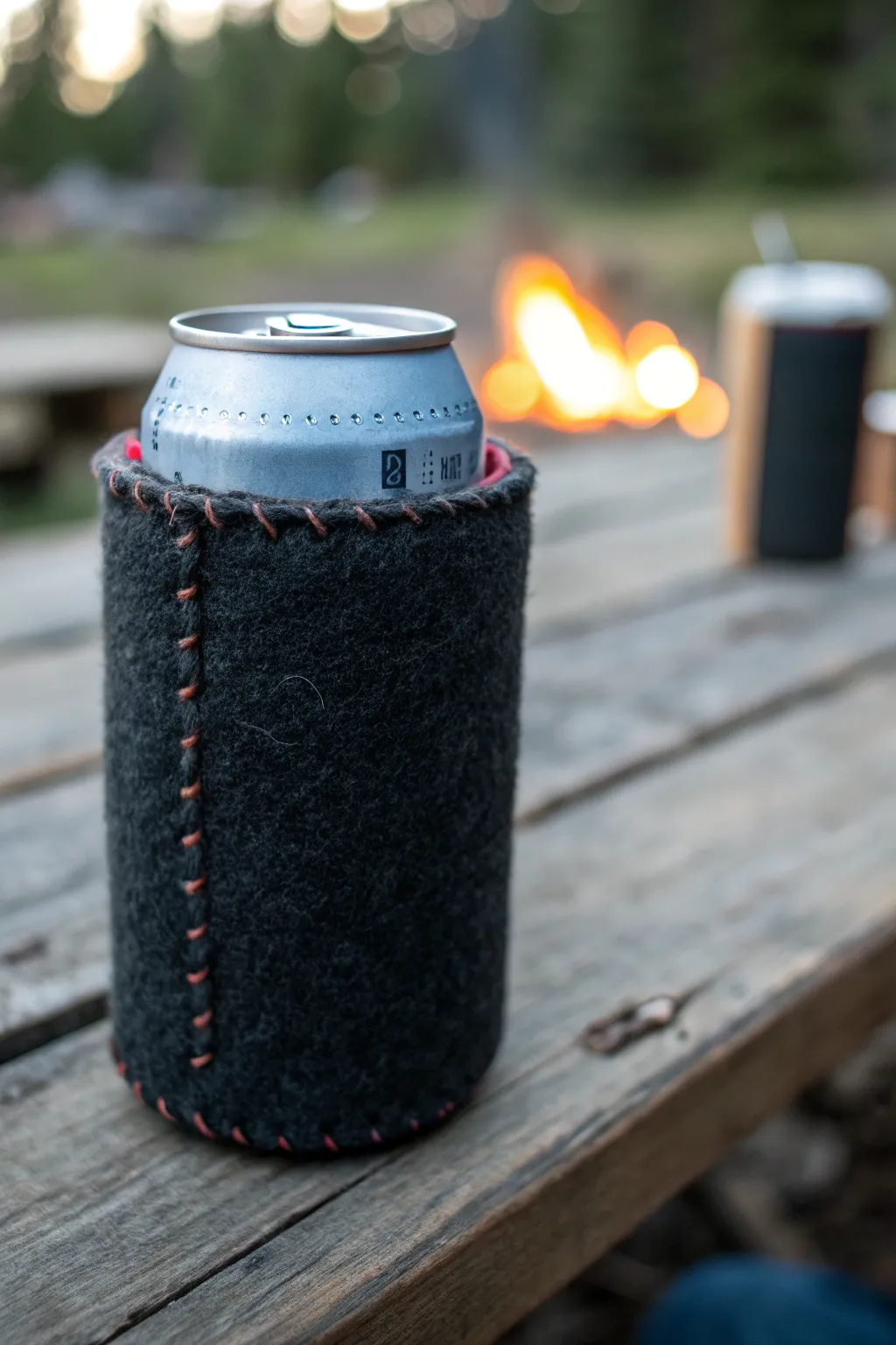 Embrace the warmth of craftsmanship with a felt koozie that hugs your drink in style.